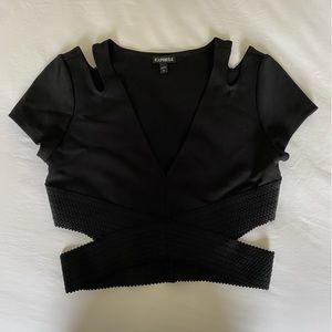 Express Black Cut Out Crop Top, Size Small